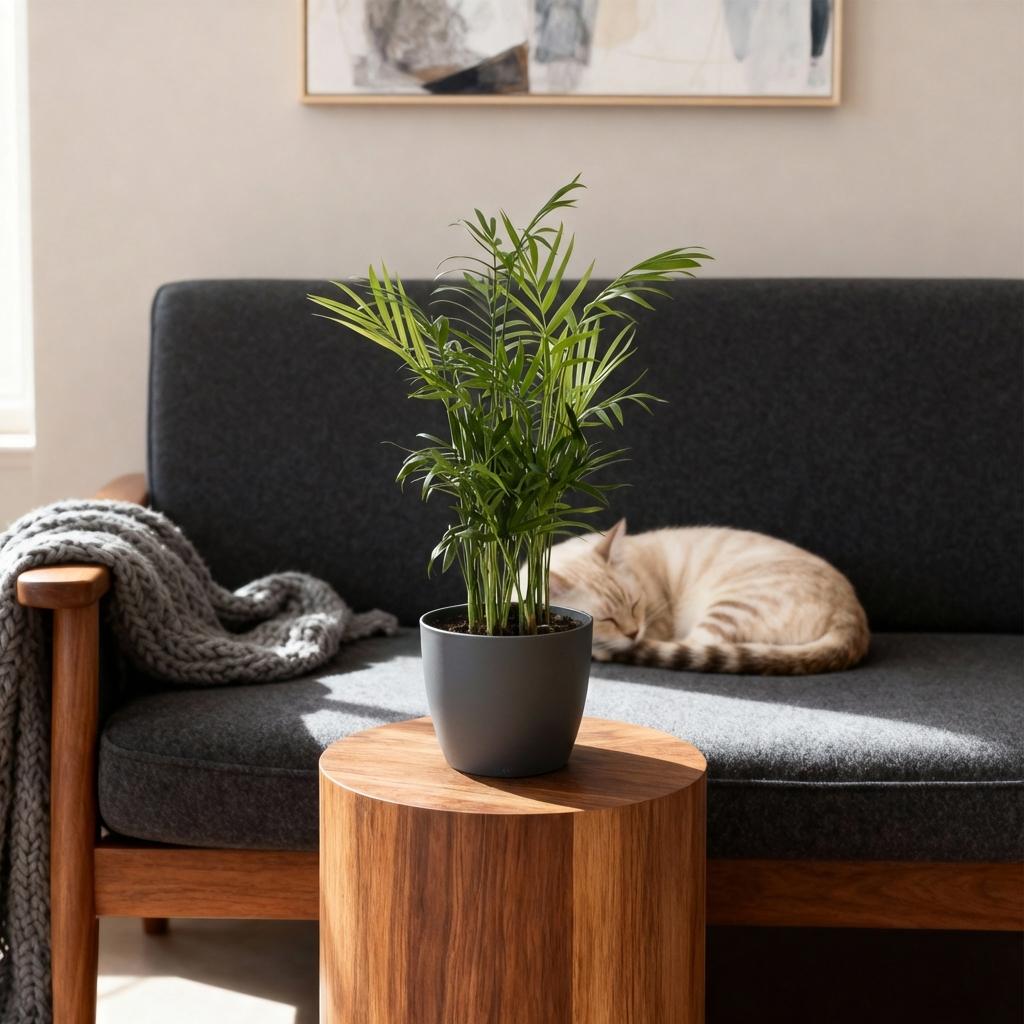 Chamaedorea elegans - Goudpalm - 4 Planten - met Potter Grijs - Pot 12cm - Hoogte 15cm