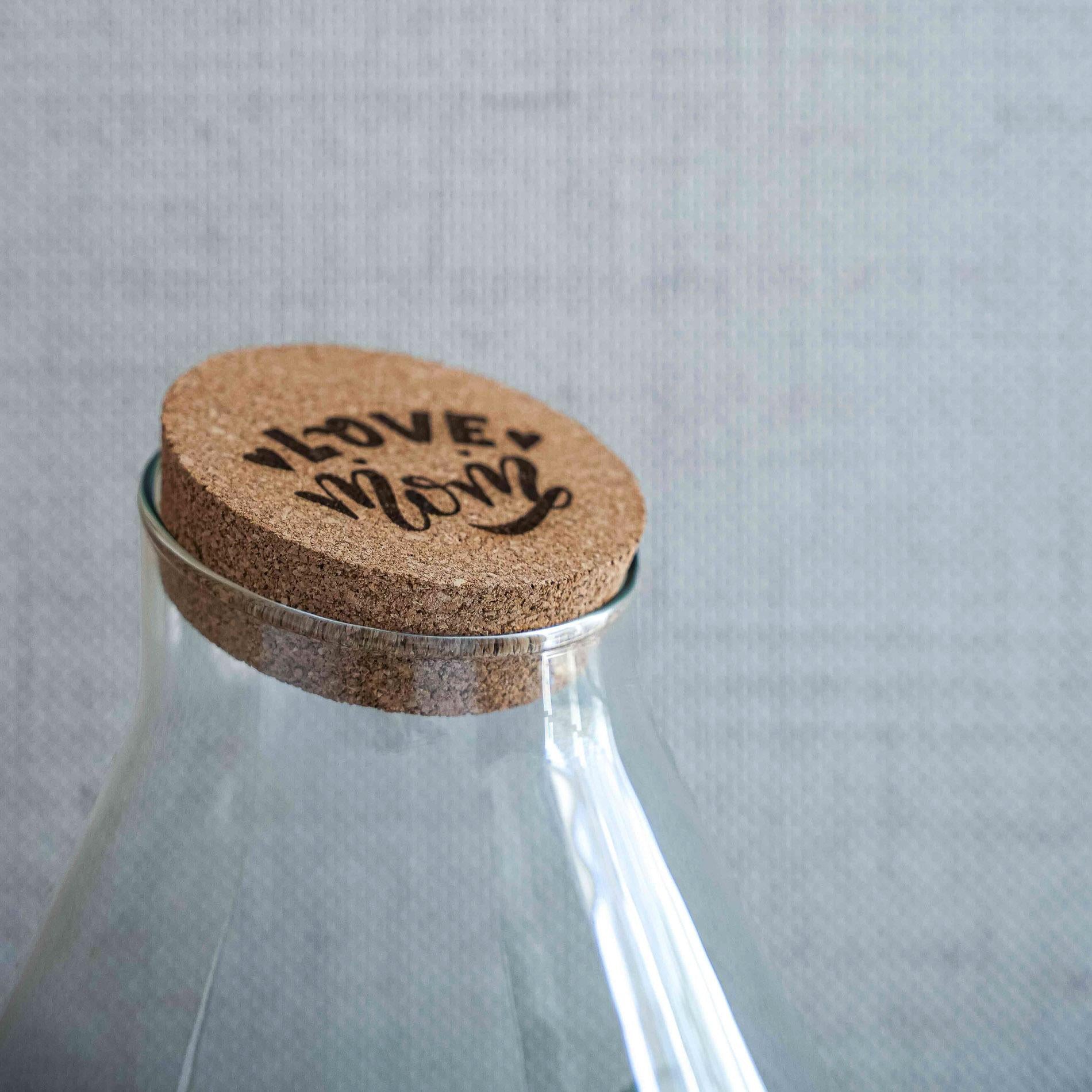 LOVE MOM' terrarium Drop XL + gegraveerde kurk - Fles terrarium DIY kit – Ø 24 cm ↑ 37 cm - Moederdag