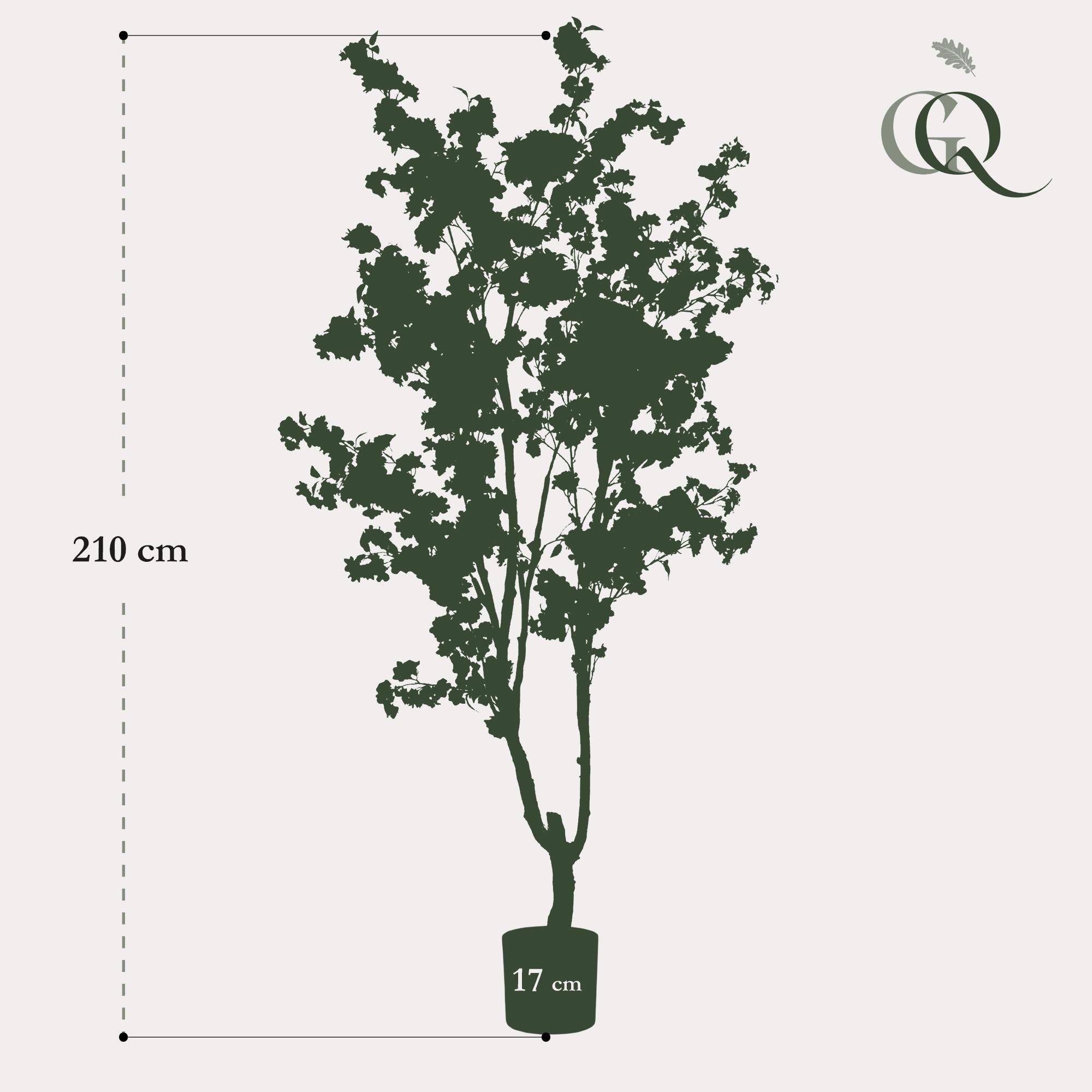 Pianta artificiale - Prunus - Fiore di ciliegio - Bianco - 210 cm