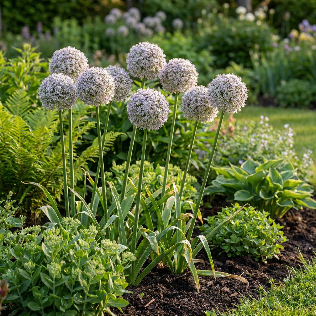 40 bulbos de Allium Ping Pong - Cebola ornamental Ping Pong - Branca - Floresce no verão - Tamanho do bulbo: 6/7