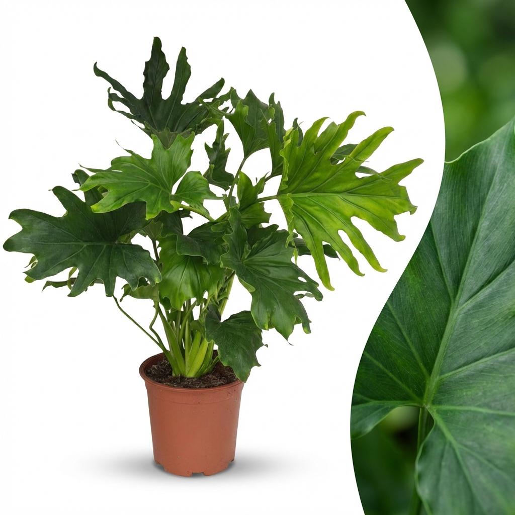Philodendron Lickety split - Groen - Weinig onderhoud - 1 Plant - Pot 19cm - Hoogte 70cm