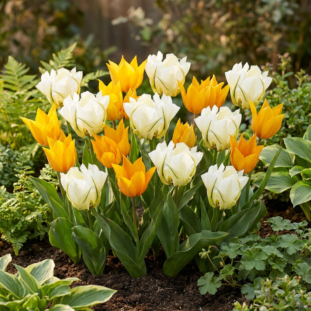 60x Tulipa Sunbath - Bloembollen - Tulp Sunbath - Geel en Wit - Voorjaarsbloeier - Bolmaat 11/12