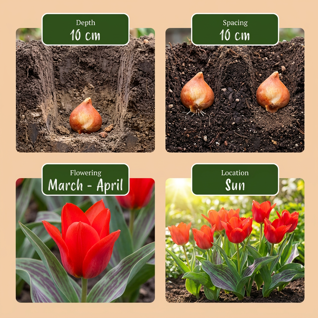 120x Tulipa Greigii Red - Cebule kwiatowe - Tulipan Greigii - Czerwony - Kwitnący wiosną - Rozmiar cebuli 11/12