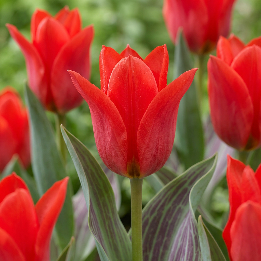 120x Tulipa Greigii Red - Cibule květin - Tulipán Greigii - Červený - Jarní kvetoucí - Velikost cibule 11/12