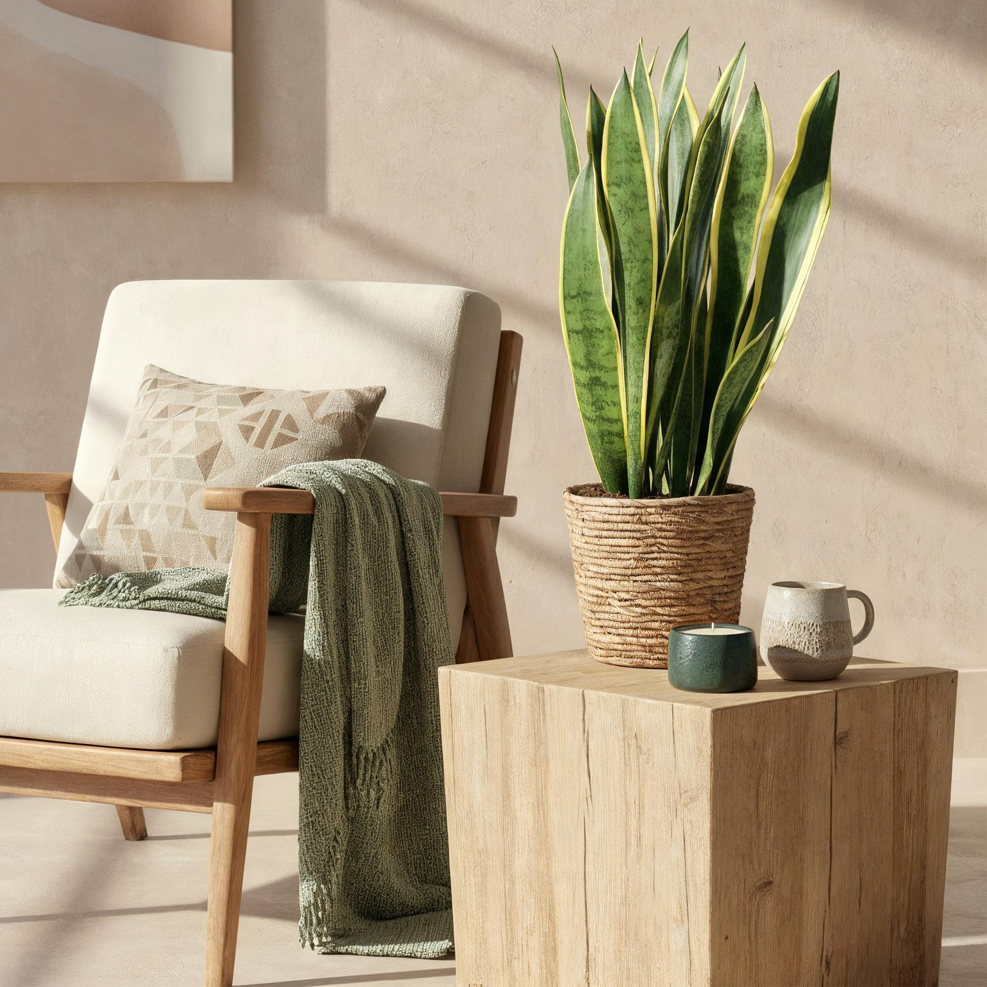 Sansevieria Laurentii - Vrouwentong - Weinig onderhoud - Groen - 1 Plant - Pot 21cm - Hoogte 70-80cm