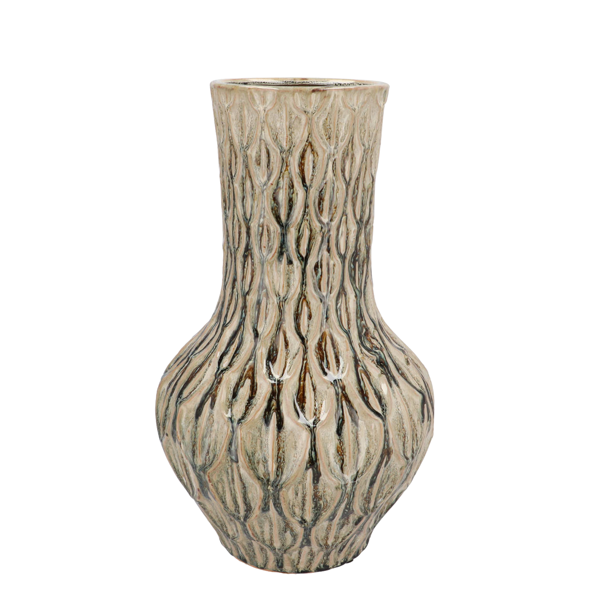 Vase en pierre M - H39 L23 - Vert Boa