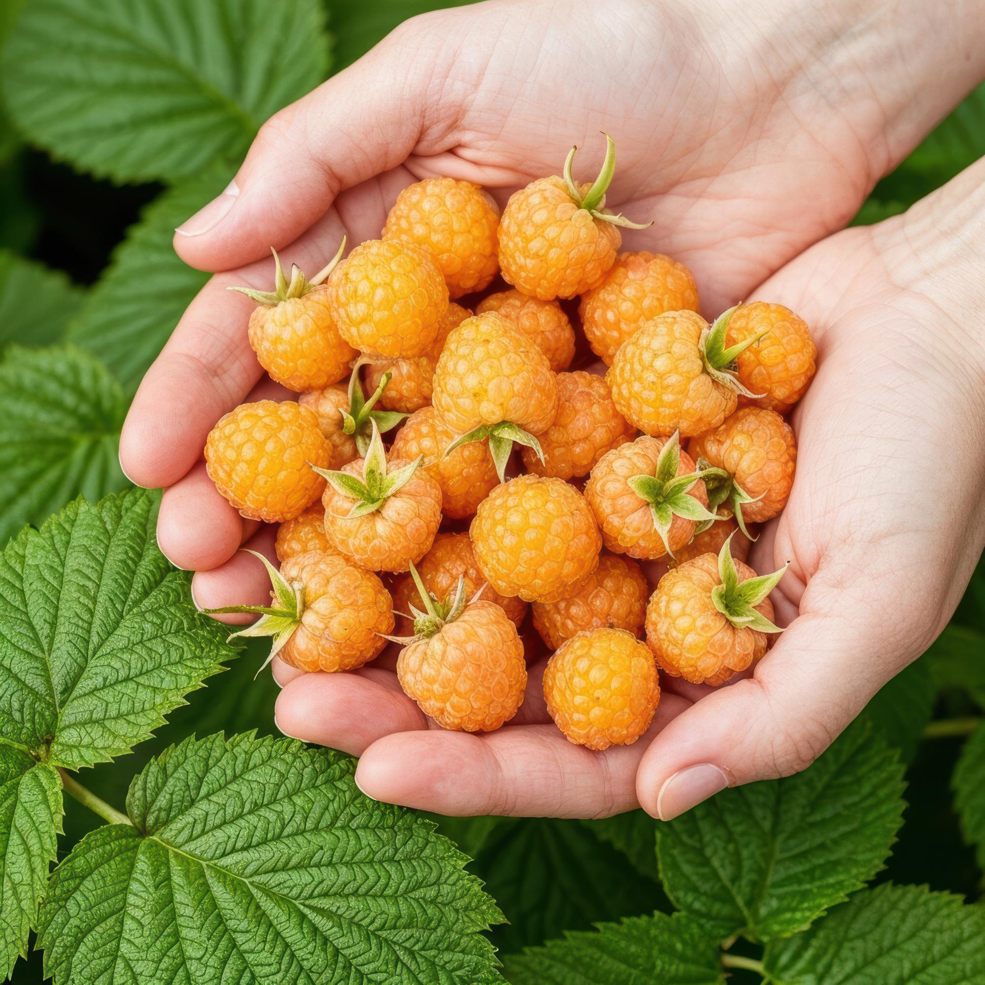Framboos - Rubus idaeus Fallgold - Winterhard - 3 Planten - Pot 9 cm - Gele Framboos