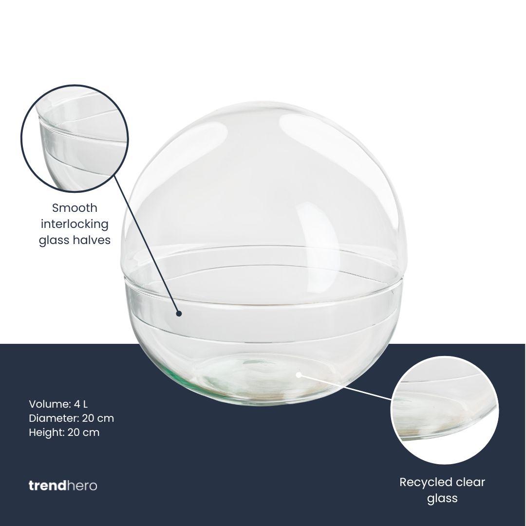 Terrarium glass dome, two-piece - Ø 20 cm ↑ 20 cm