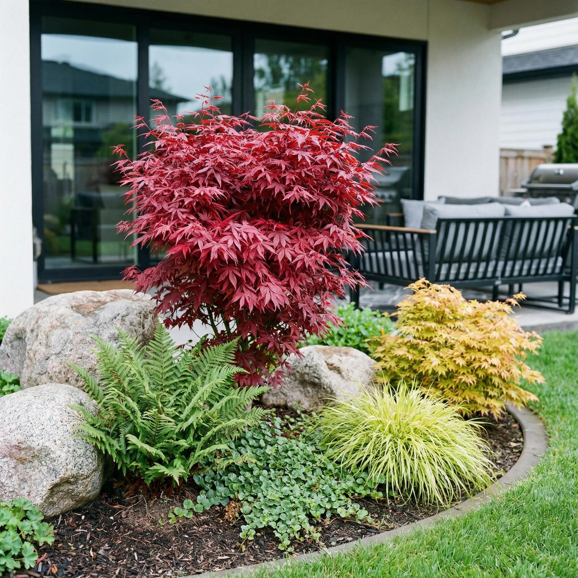 Acer palmatum Skeeters Broom - Japanse Esdoorn - Bladverliezend - Rood - 1 - Pot 26cm - Hoogte 90cm