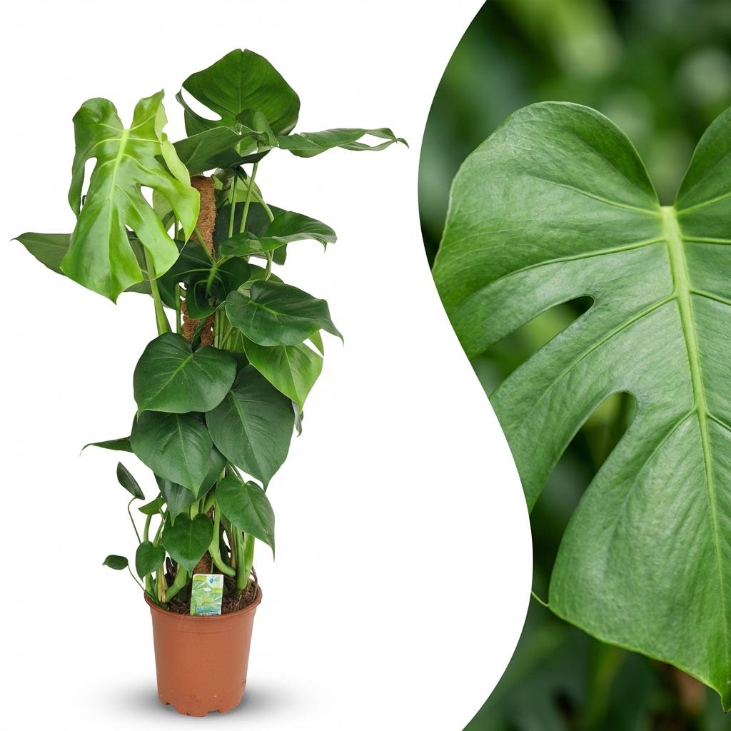 Gatenplant - Monstera Deliciosa mosstok - Groen - Weinig onderhoud - 1 Plant - Pot 19cm - Hoogte 90cm