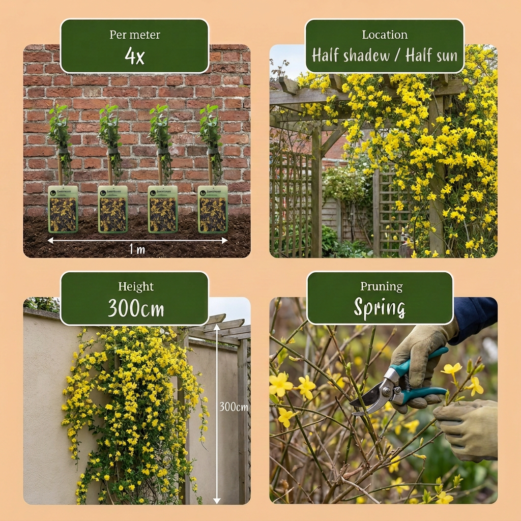 Jasminum nudiflorum - Winterjasmijn - Geel - Klimplant - Ø9cm - ↕35cm