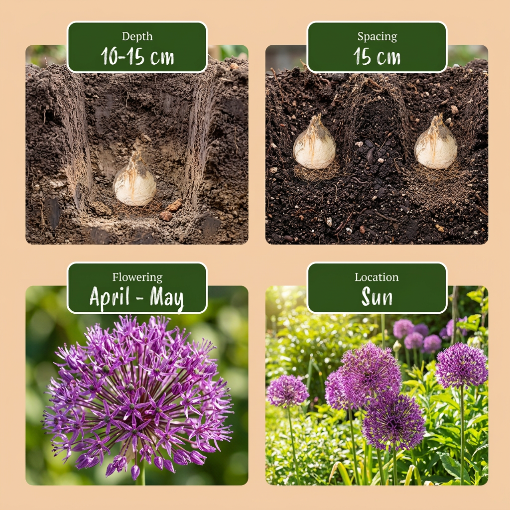 30x Allium Miami - Blomlökar - Prydnadslök - Lila - Sommarblommande - Lökstorlek 10/+