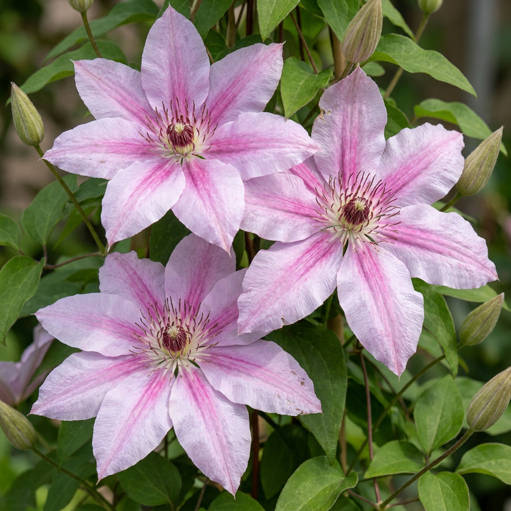 Clematis Nelly Moser - Bosrank Nelly Moser 6x - Wit - Roze - Klimplant - Ø9cm - ↕35cm