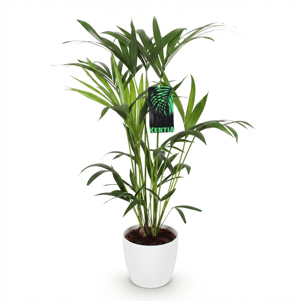 Howea Forsteriana - Kentia Palm - Weinig Onderhoud - Groen - 1 Plant - met Potter Wit - Pot 19cm - Hoogte 80-85cm