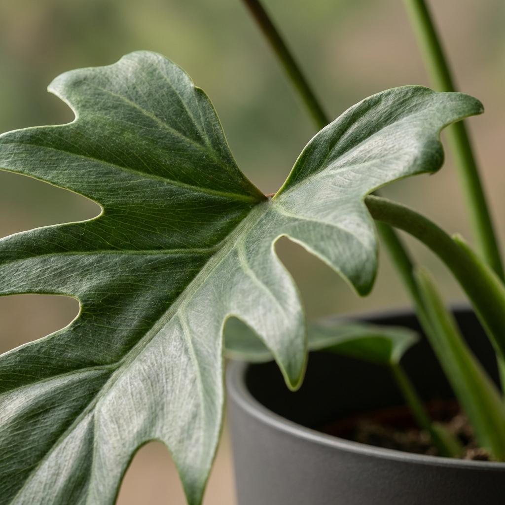Philodendron - Philodendron Lacerum - Groen - Weinig onderhoud - 1 Plant - met Potter Grijs - Pot 19cm - Hoogte 65cm