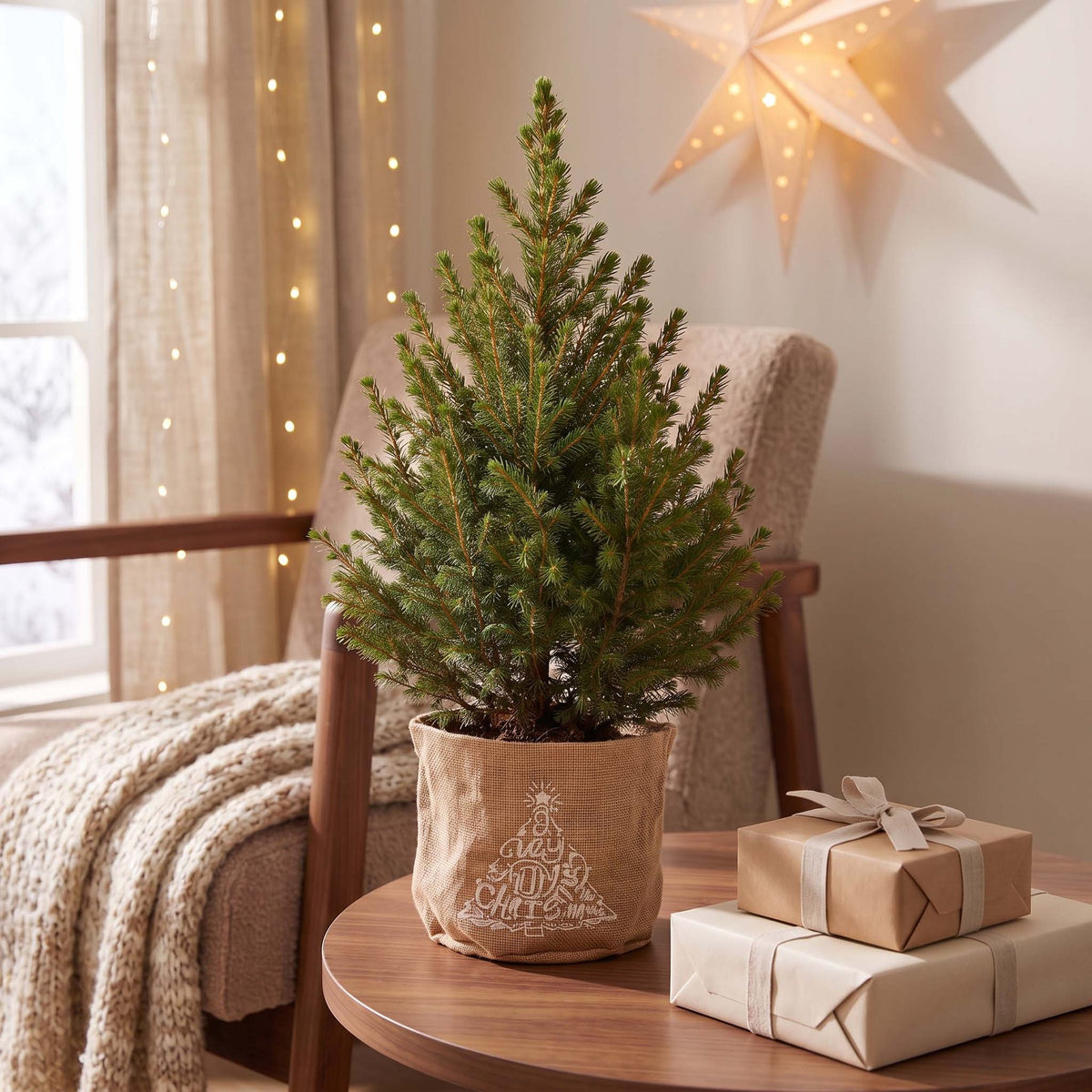 Picea glauca Conica - 4x Kegelspar - Groen - Kerstboom - incl. jute zak - Ø17cm - ↕65cm