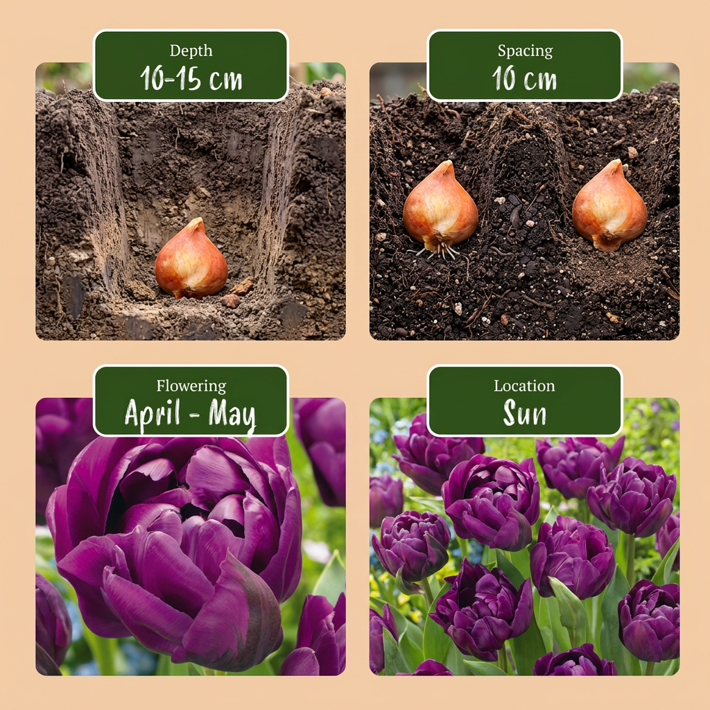 48x Tulipa Double Lilac - Bloembollen - Dubbele lila tulp - Paars - Voorjaarsbloeier - Bolmaat 11/12