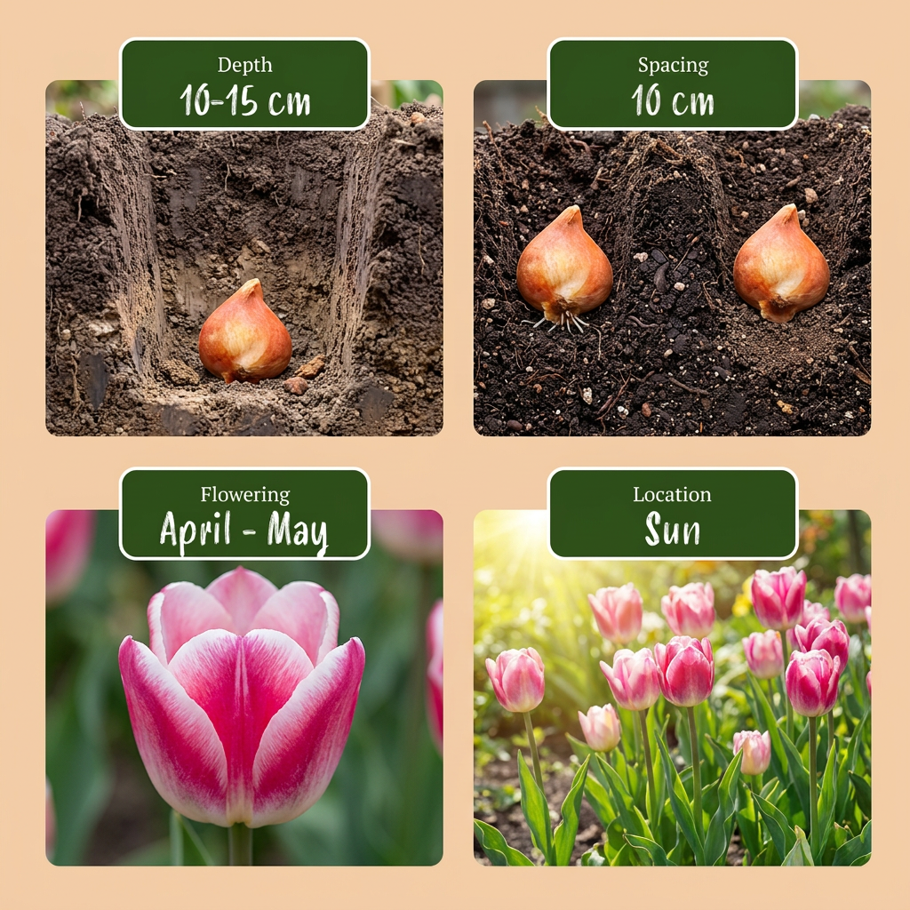 96x Tulipa Mata Hari - Цибулини квітів - Mata Hari tulip - Pink and White - Весняне цвітіння - Розмір цибулини 11/12
