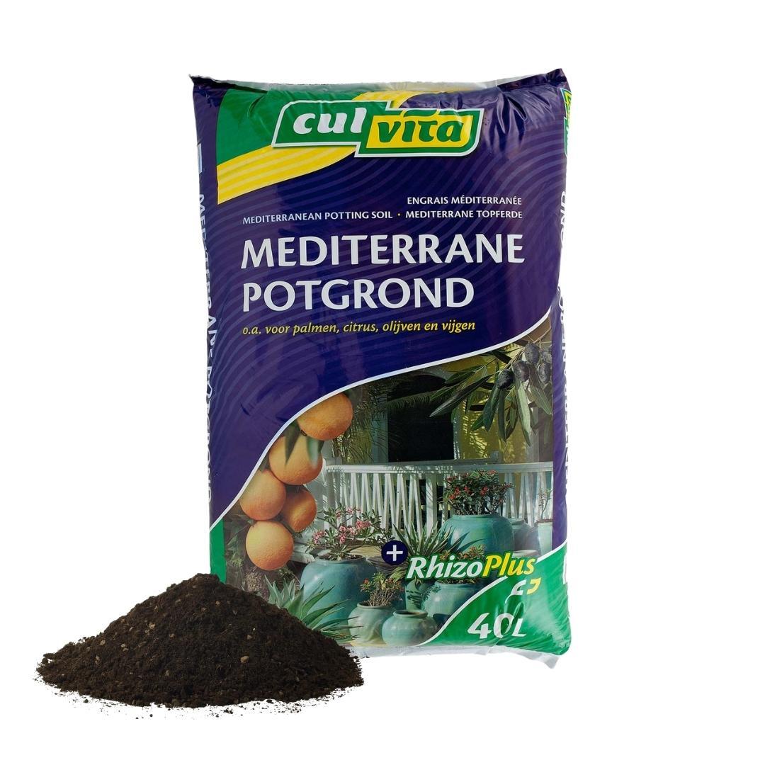 Culvita - Mediterranean Potting Soil 40 Liters including RhizoPlus - potting soil for Mediterranean plants, suitable for olive trees, citrus and palms