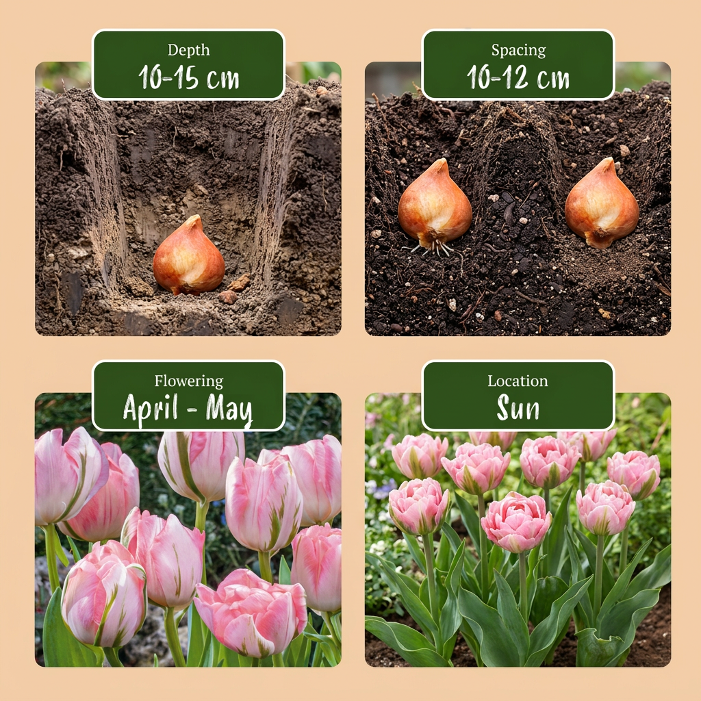 96x Tulipa Double Pink - Blumenzwiebeln - Gefüllte rosa Tulpe - Rosa - Frühlingsblüher - Zwiebelgröße 11/12