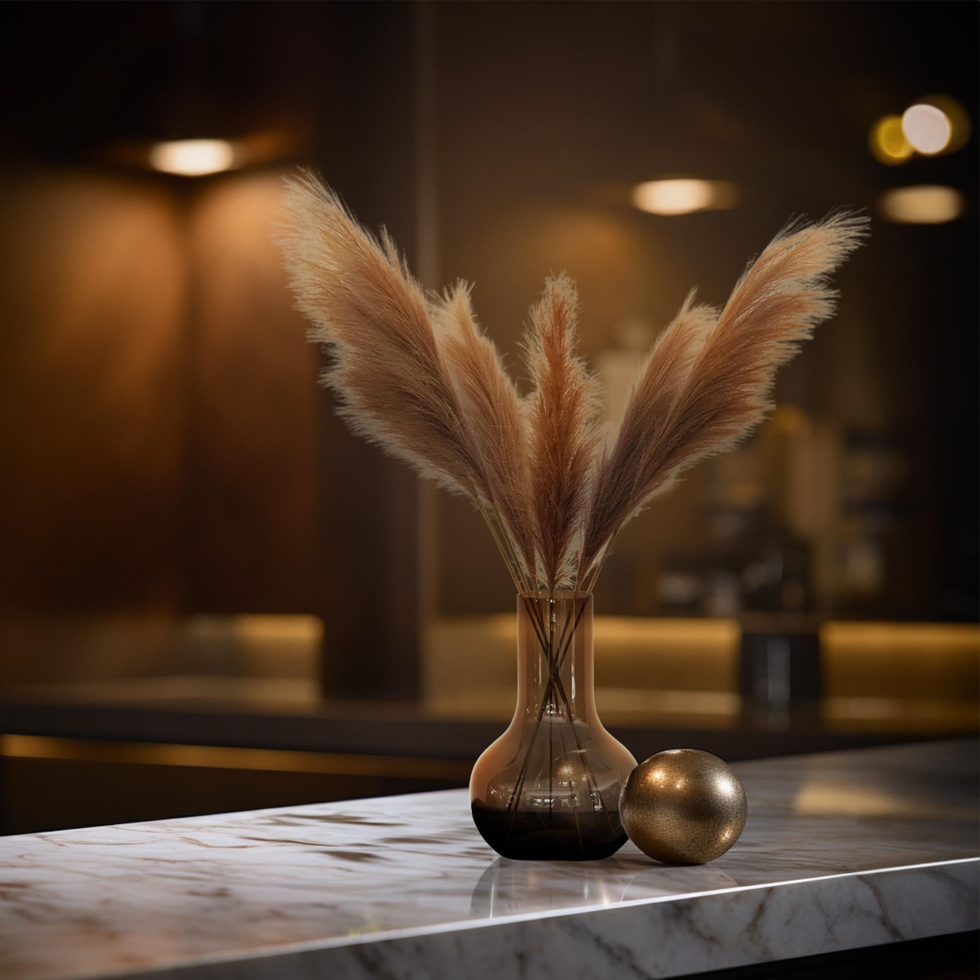 Künstliche Blumen Solo - Braun - Pampasfedern - 6 Stück - 115 cm