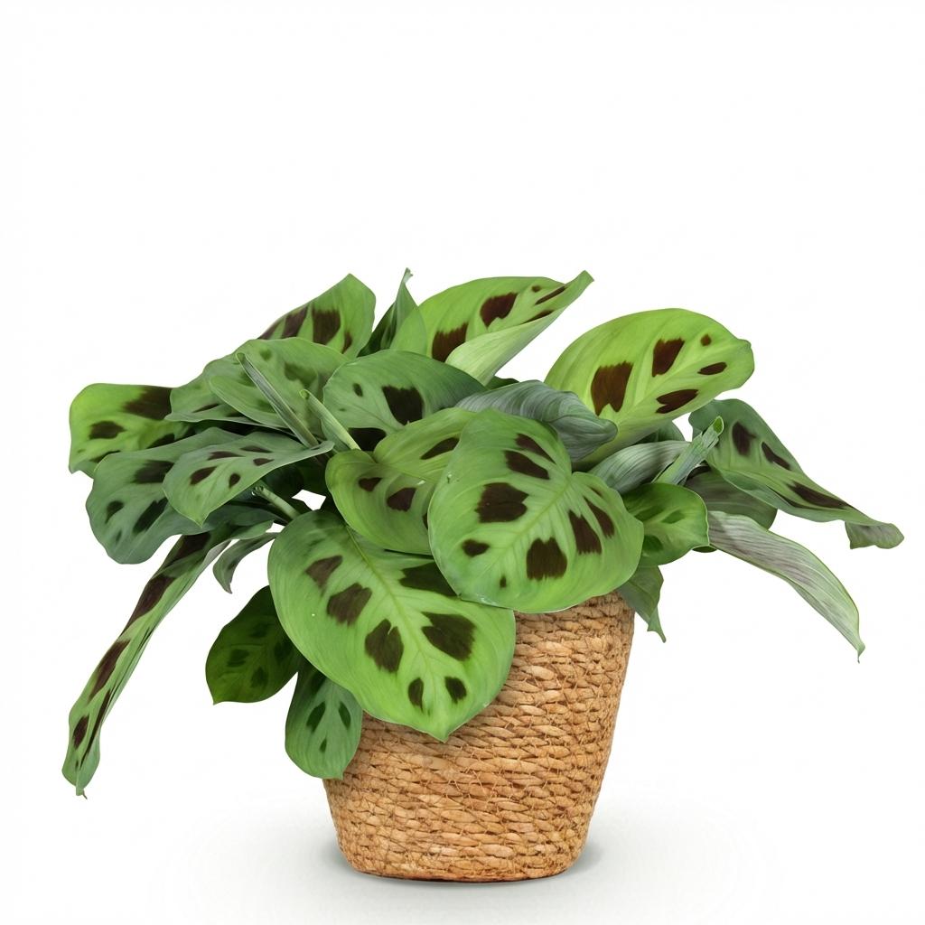 Maranta Fascinator Kerchoveana - Zebraplant - met Mand - Pot 12cm - Hoogte 25cm