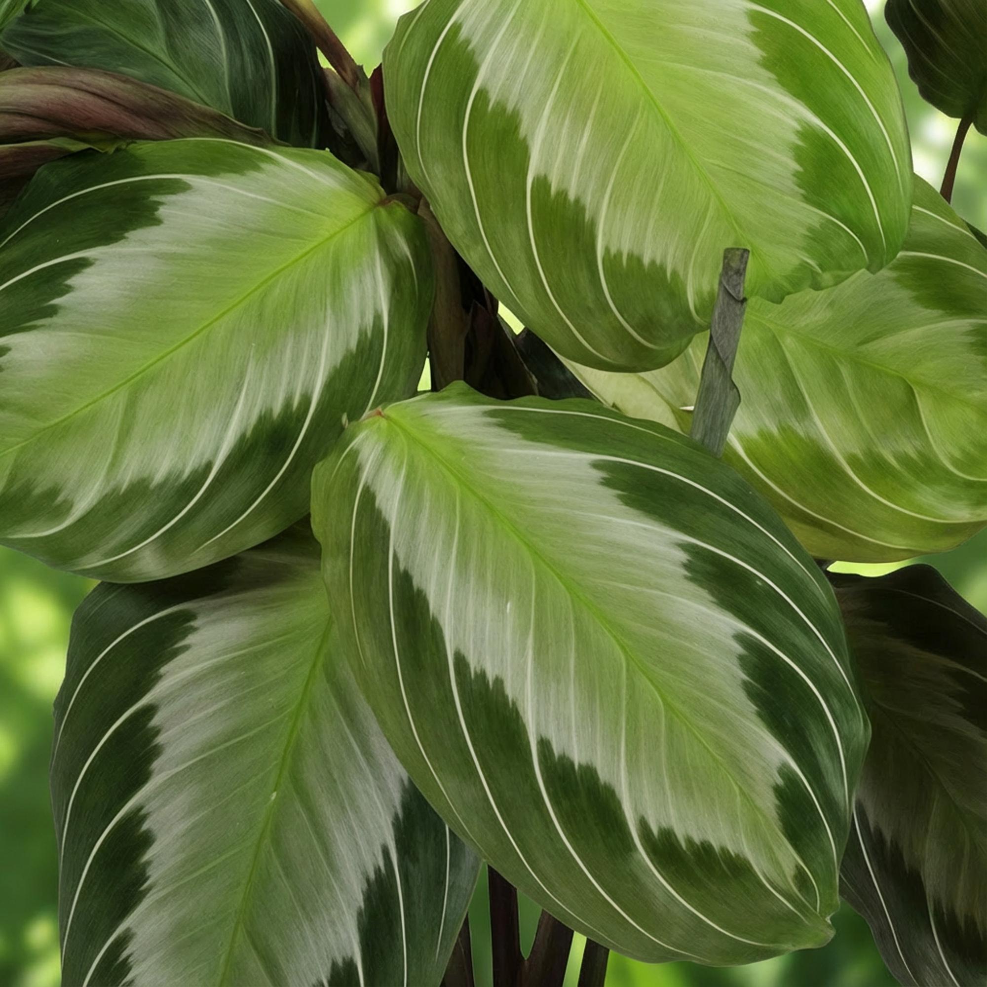 Maranta Fascinator Silverband - Gebedsplant - Huisdiervriendelijk - Groen - 4 Planten - Pot 12cm - Hoogte 30-35cm