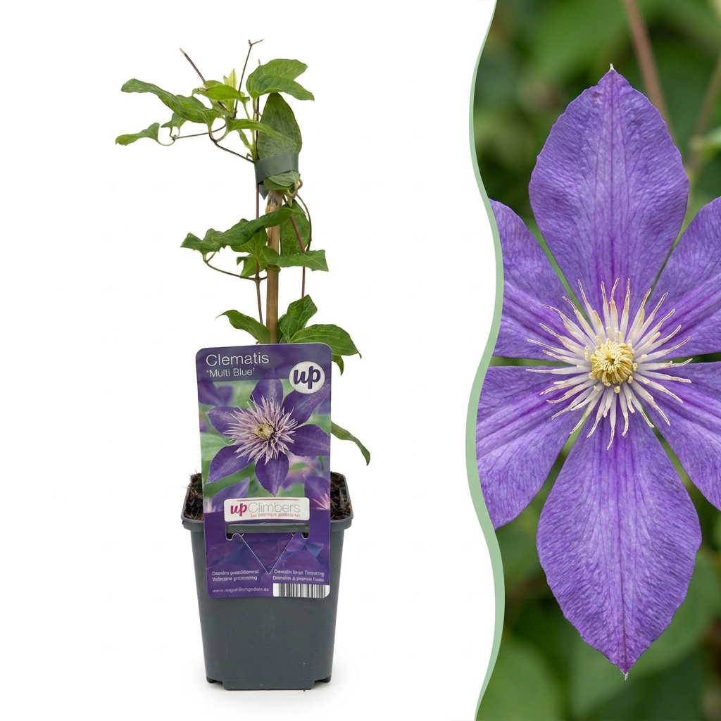Clematis Multi Blue - Bosrank 2x - Blauw - Klimplant - Ø9cm - ↕35cm