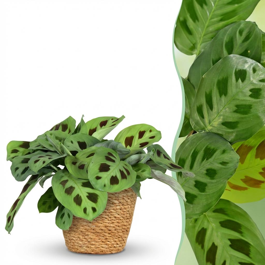 Maranta Fascinator Kerchoveana - Zebraplant - met Mand - Pot 12cm - Hoogte 25cm