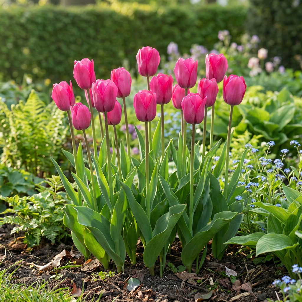 120x Tulipa Triumph Pink - Cibule květin - Tulipán Triumph - Růžový - Jarní kvetoucí - Velikost cibule 11/12