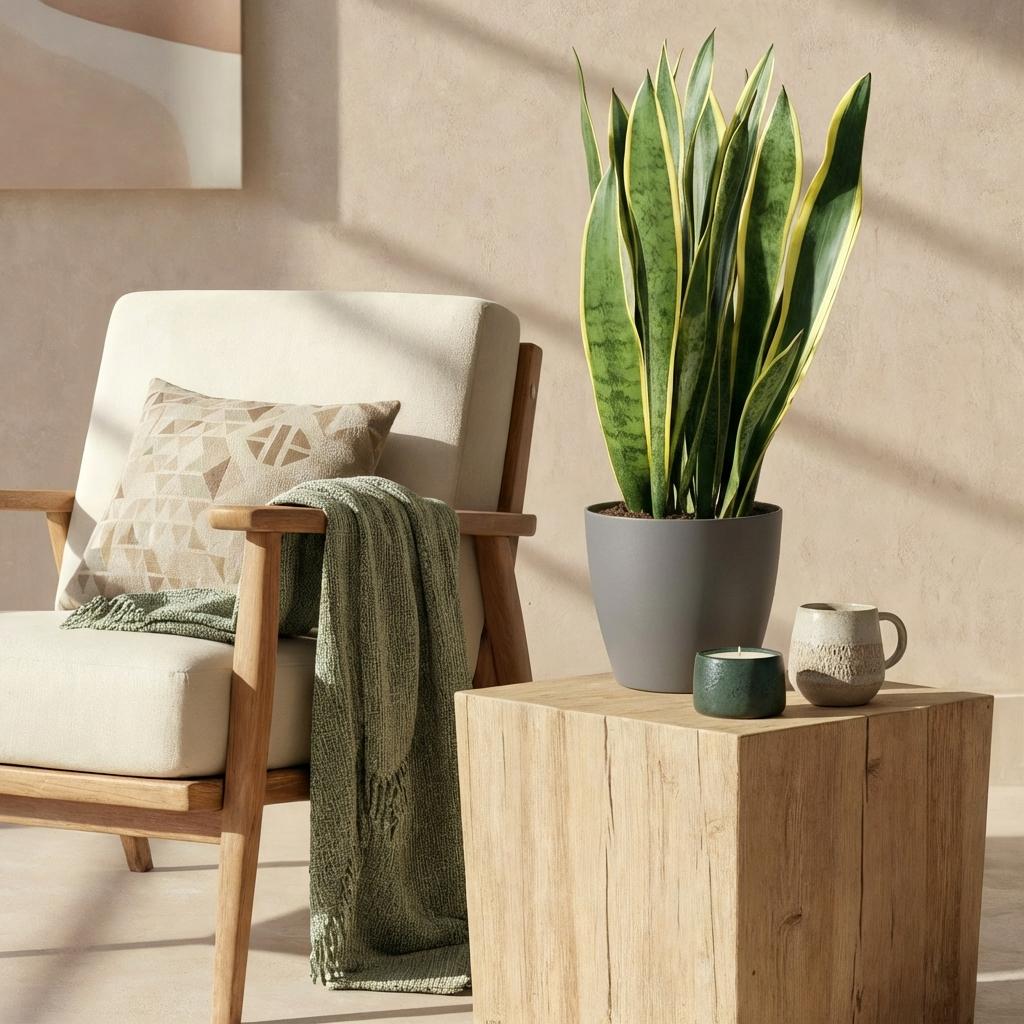 Sansevieria Laurentii - Vrouwentong - Weinig onderhoud - Groen - 1 Plant - met Potter Grijs - Pot 21cm - Hoogte 70-80cm