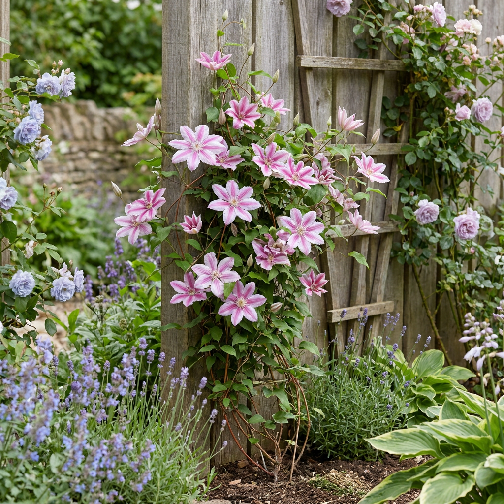 Clematis Piilu - Bosrank 4x - Wit - Roze - Klimplant - Ø9cm - ↕35cm