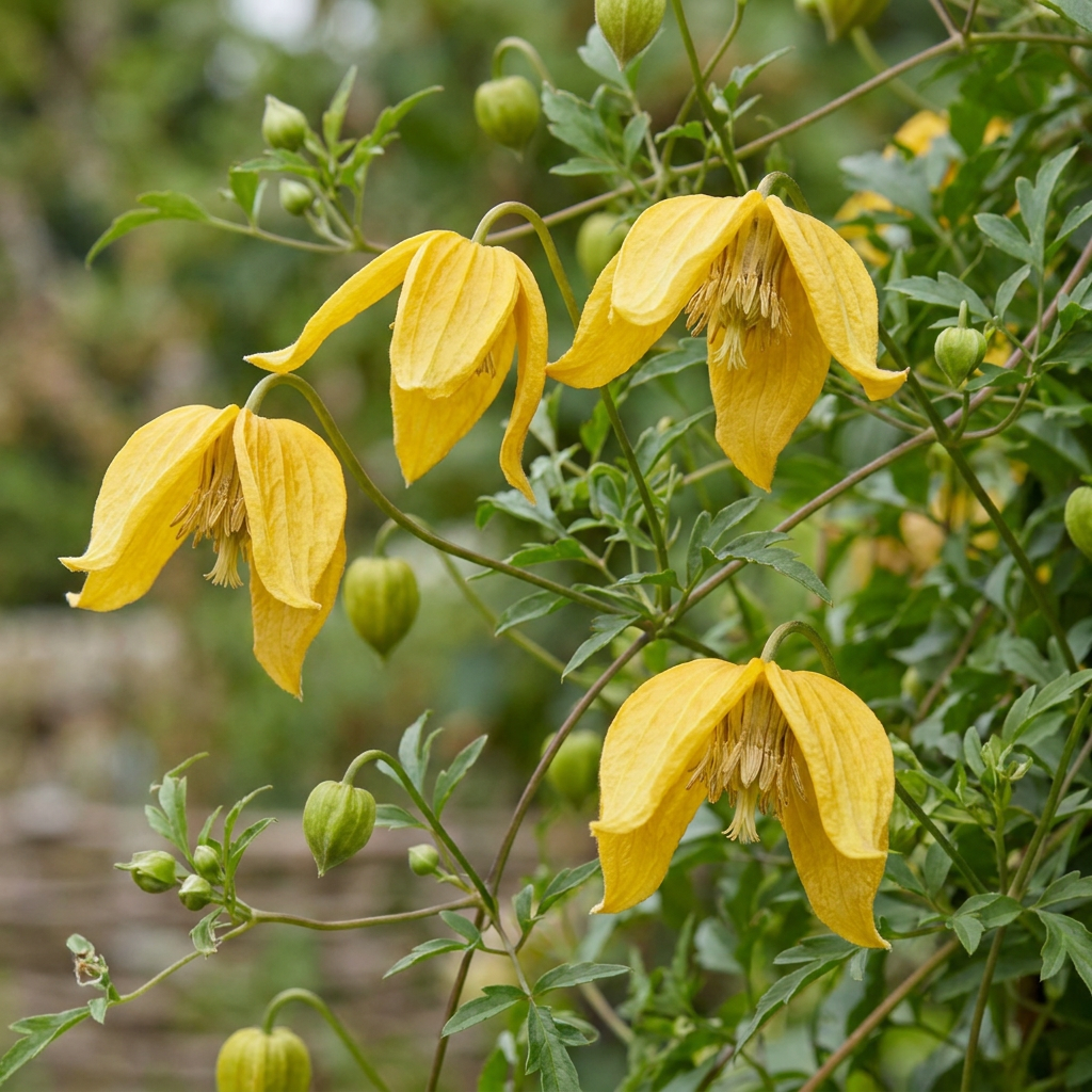 Clematis tangutica - Chinese bosrank 6x - Geel - Klimplant - Ø9cm - ↕35cm
