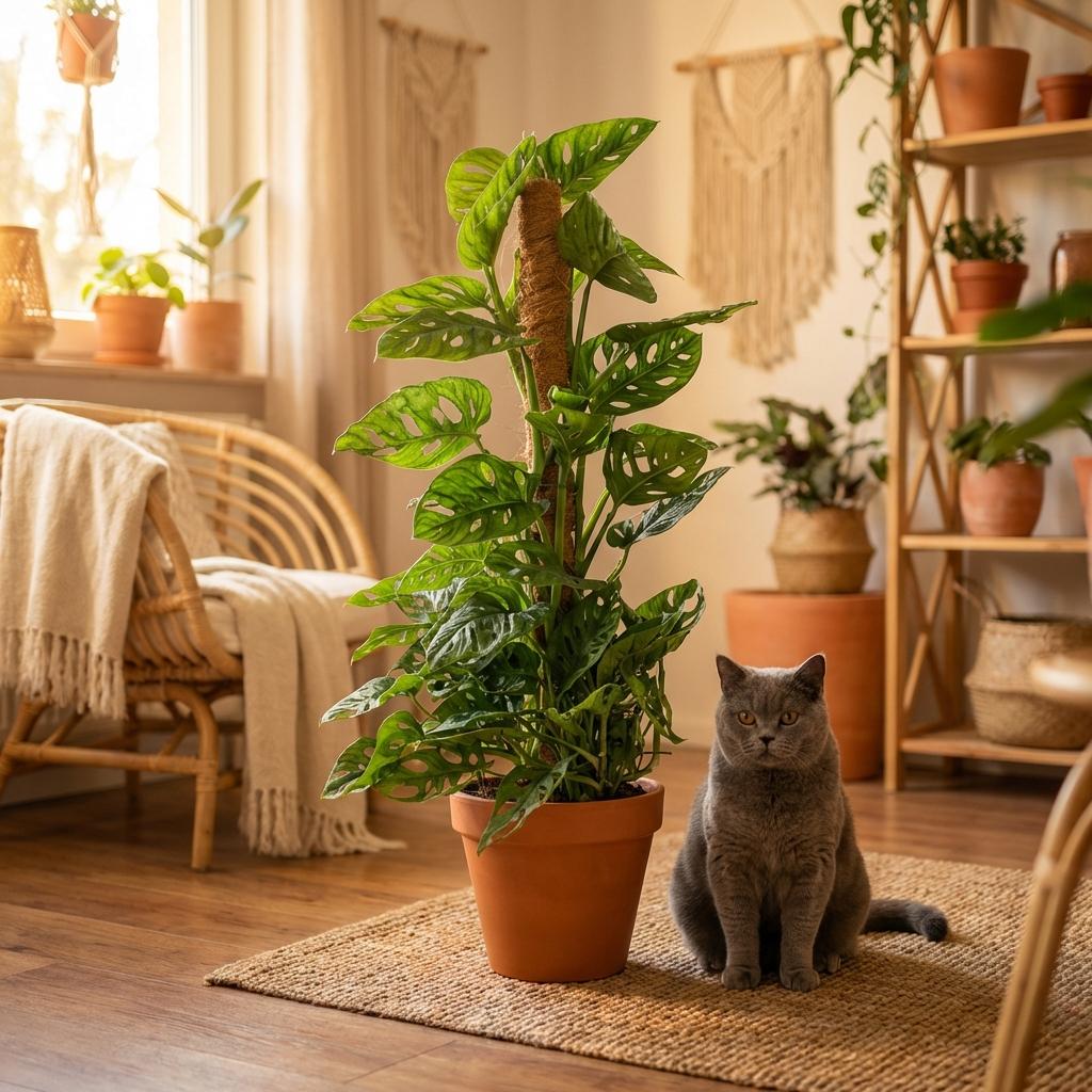 Monkey Mask - Monstera Andansonii Mosstok - Groen - Weinig onderhoud - 1 Plant - Pot 19cm - Hoogte 90cm