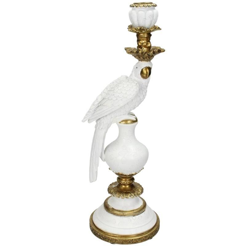 Candeliere con uccello bianco - ↑ 40 cm