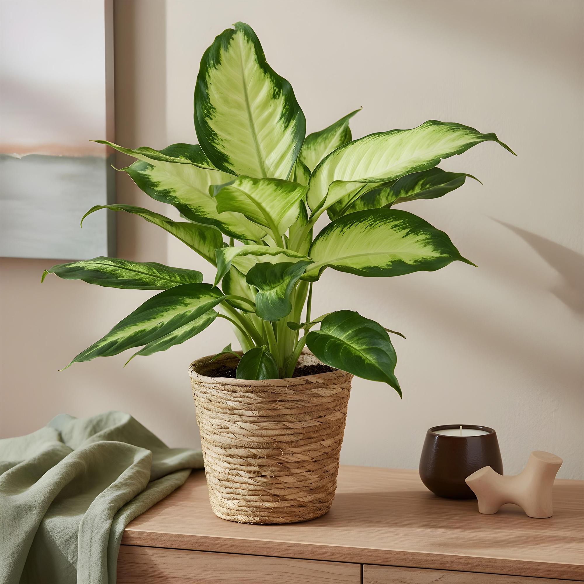 Diefenbachia Camilla - Weinig onderhoud - Groen - 2 Planten - Pot 17cm - Hoogte 45-50cm