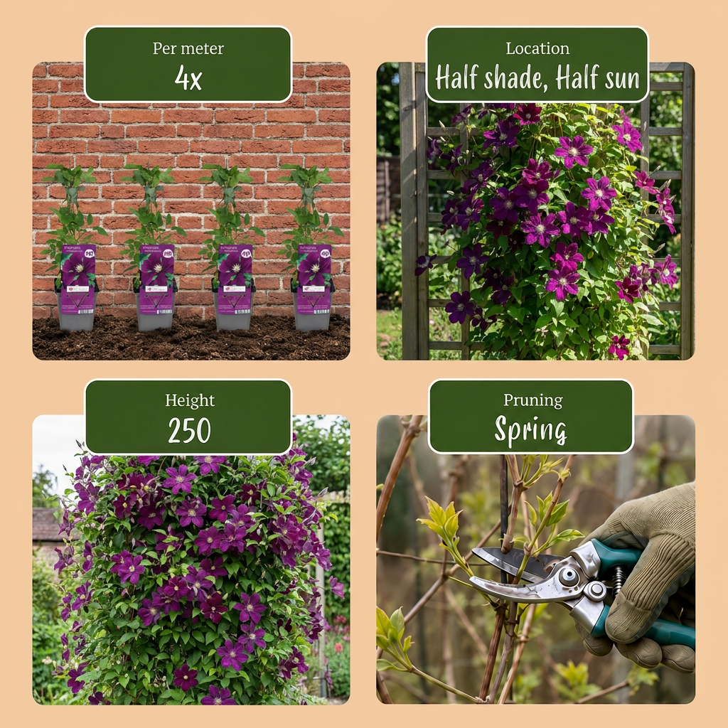 Clematis Warszawska Nike - Bosrank 6x - Rood - Klimplant - Ø9cm - ↕35cm
