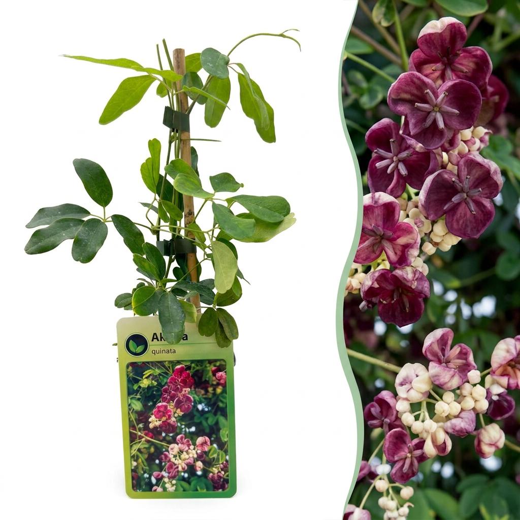 Akebia quinata - Vijfbladige akebia - Paars - Rood - Klimplant - Ø9cm - ↕35cm
