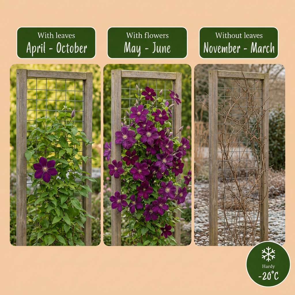 Clematis Warszawska Nike - Bosrank - Rood - Klimplant - Ø9cm - ↕35cm
