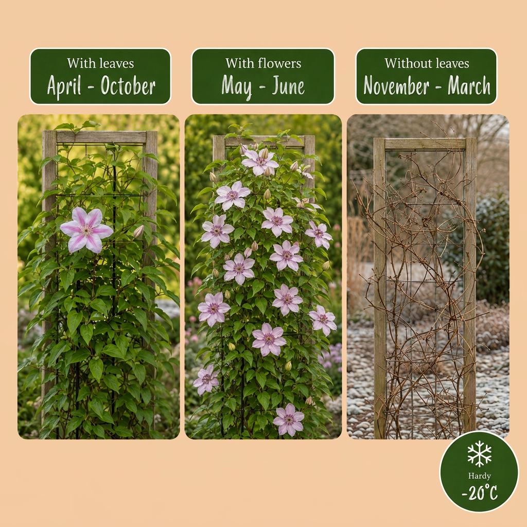 Clematis Nelly Moser - Bosrank Nelly Moser 4x - Wit - Roze - Klimplant - Ø9cm - ↕35cm