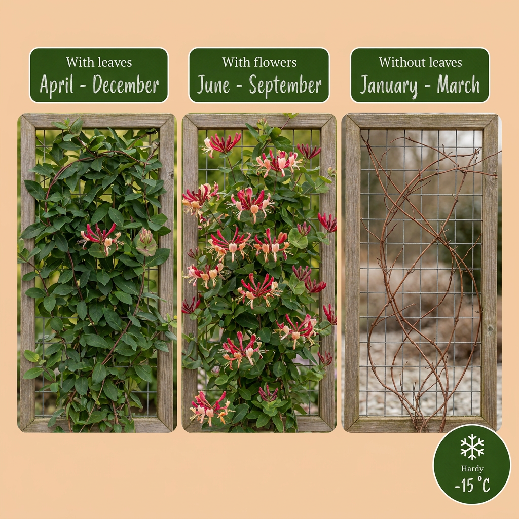 Lonicera jap. 'Red World' - Japanse kamperfoelie 6x - Rood - Roze - Klimplant - Ø9cm - ↕35cm
