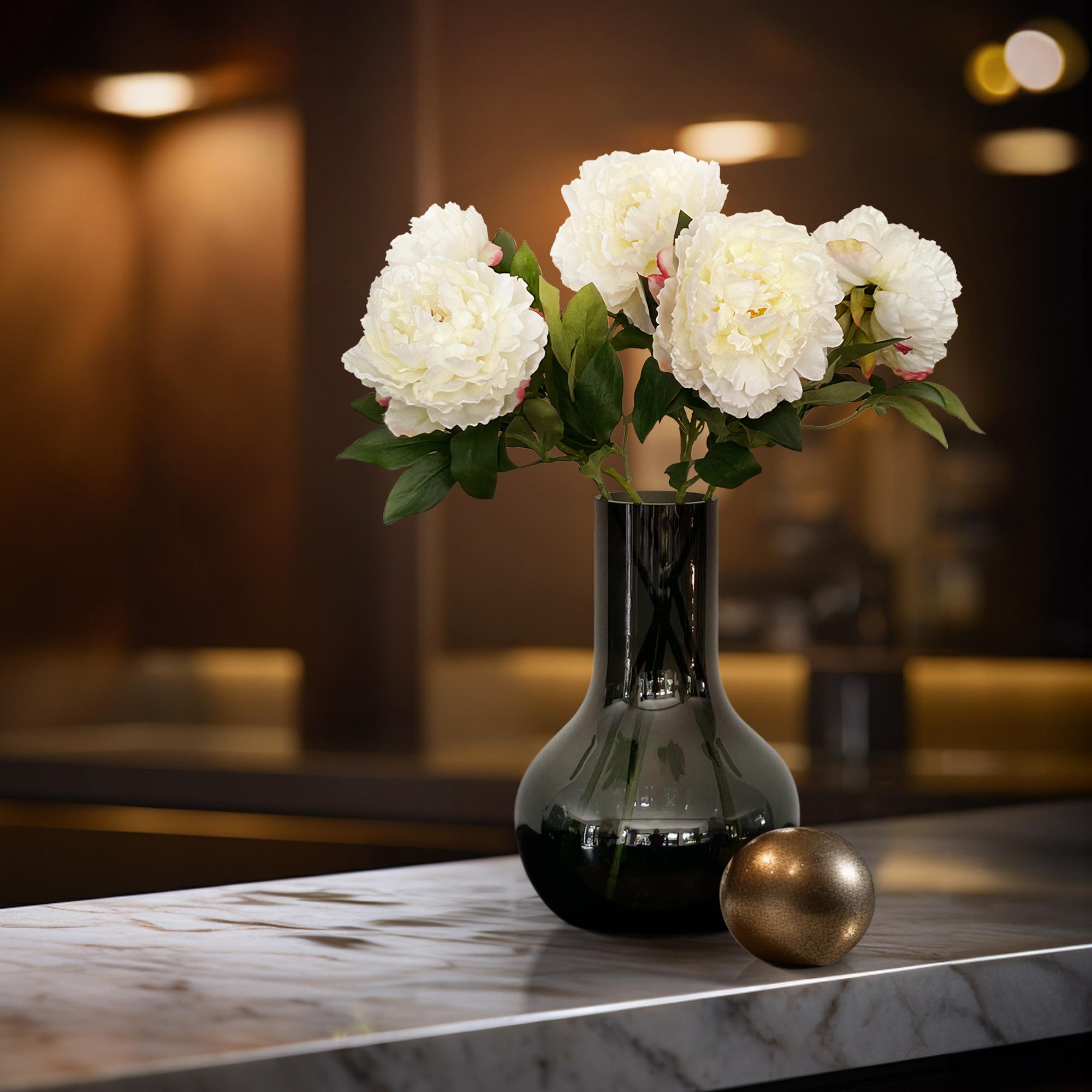 Künstliche Blumen Solo – Creme – Pfingstrosen – 5 Stück – 65 cm