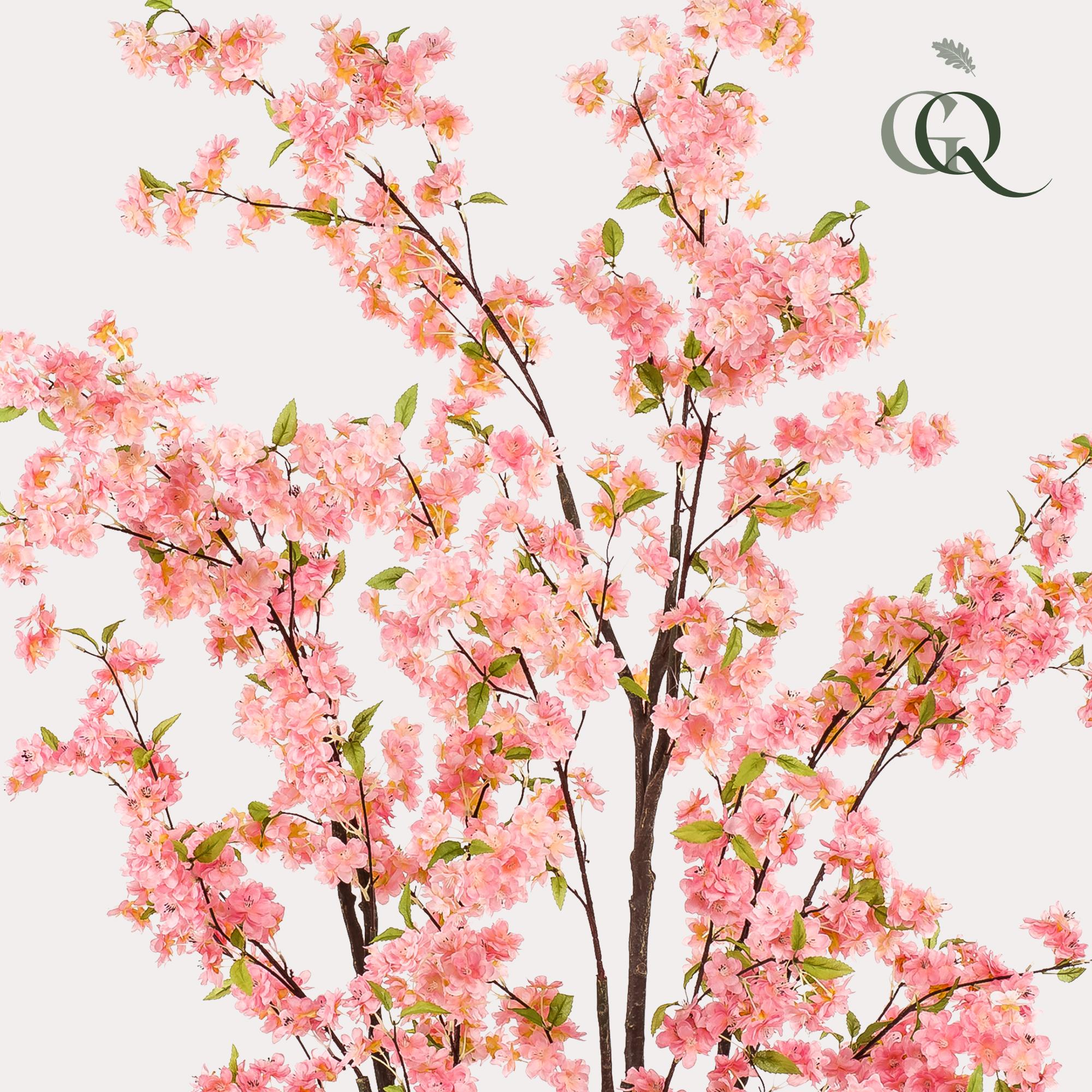 Pianta artificiale - Prunus - Fiore di ciliegio - Rosa - 210 cm