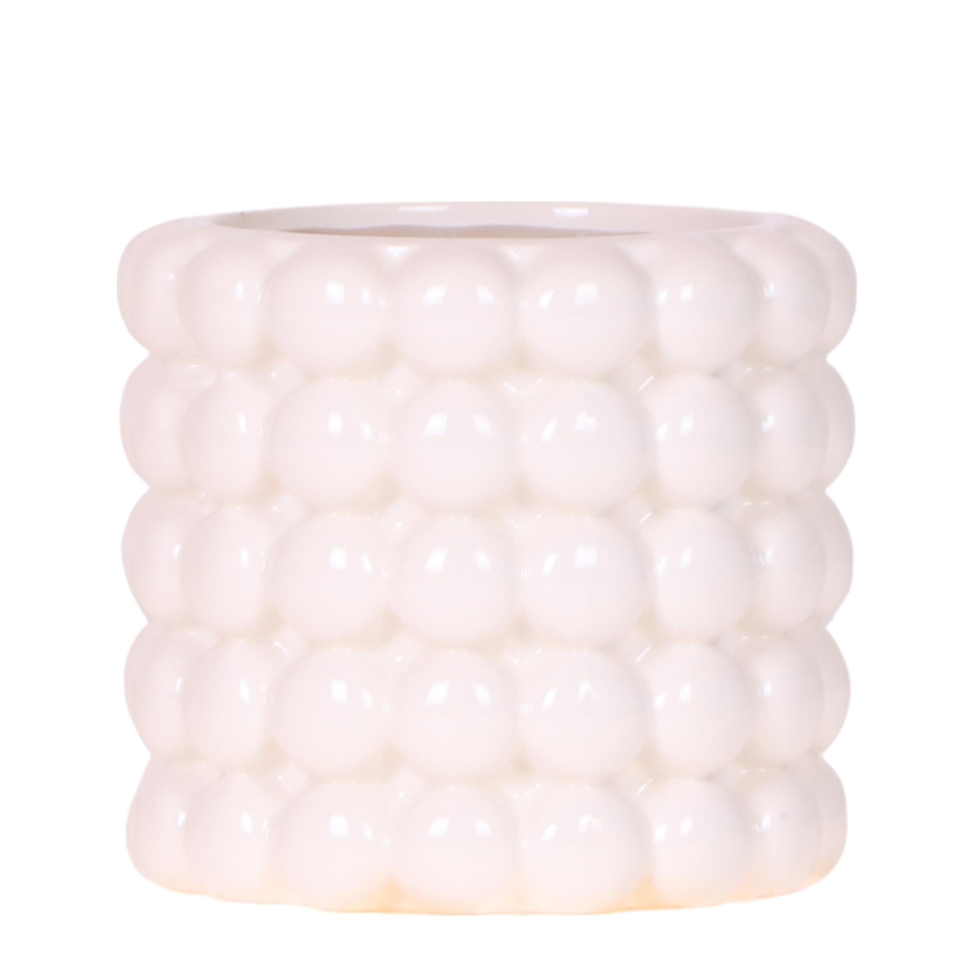 Kolibri Home | Dekorativer Mohnblumentopf – Weiß – Ø 9 cm