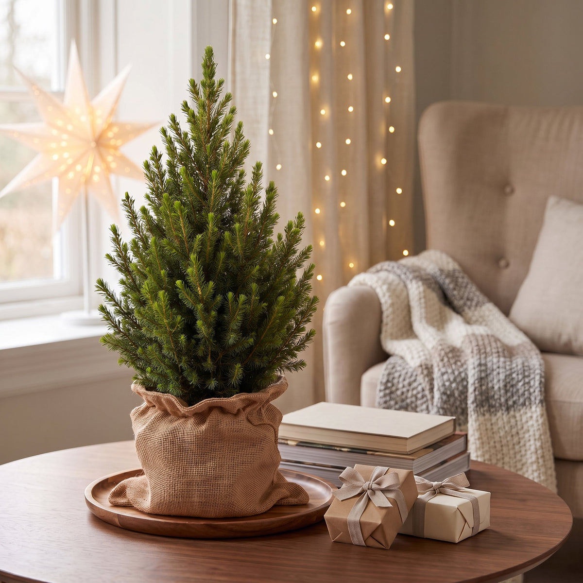 Picea glauca Conica - 2x Kegelspar - Groen - Kerstboom - incl. jute zak - Ø19cm - ↕65cm