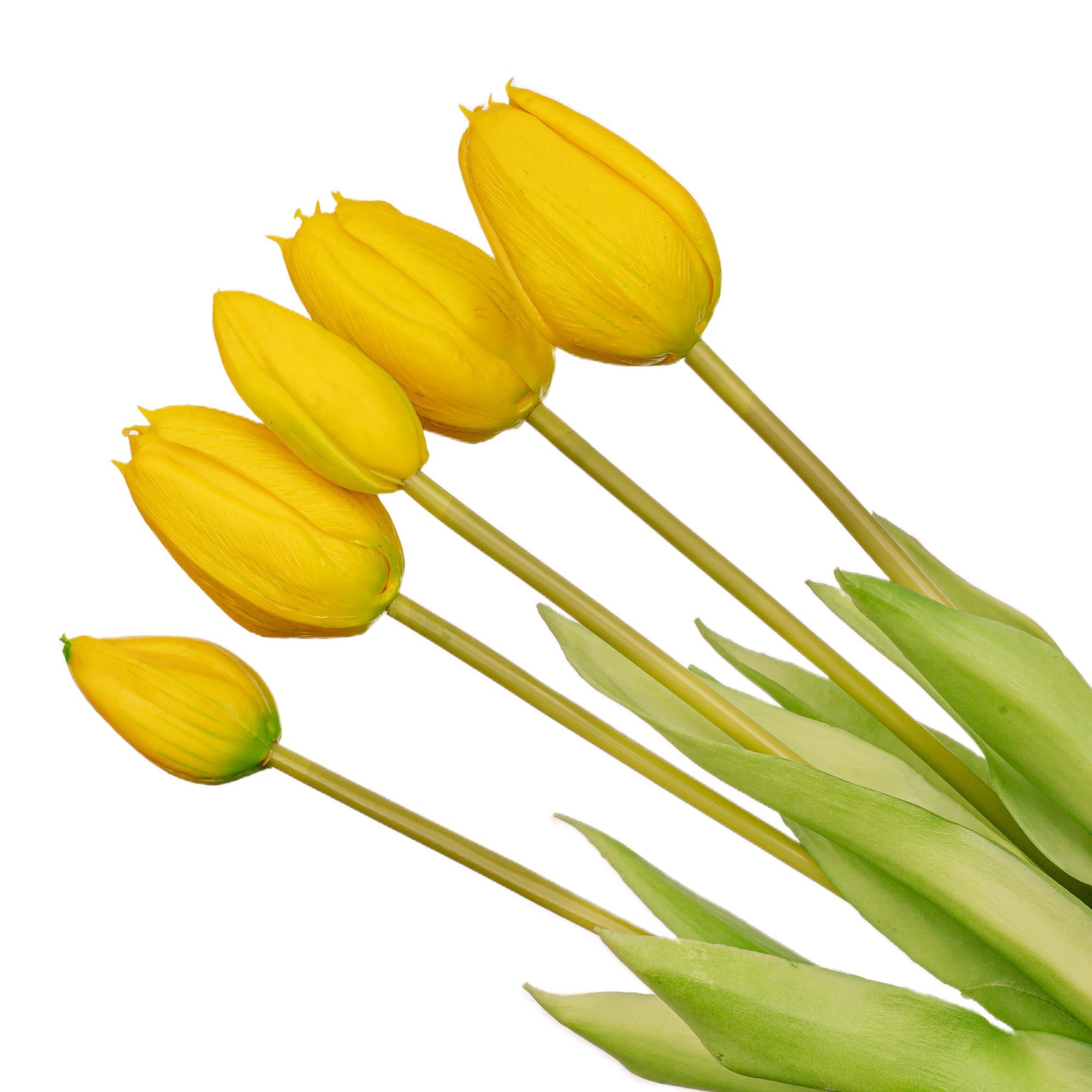 Bouquet di tulipani gialli - 10 pezzi - Tulipani artificiali 'Real Touch' - 42 cm (gialli)