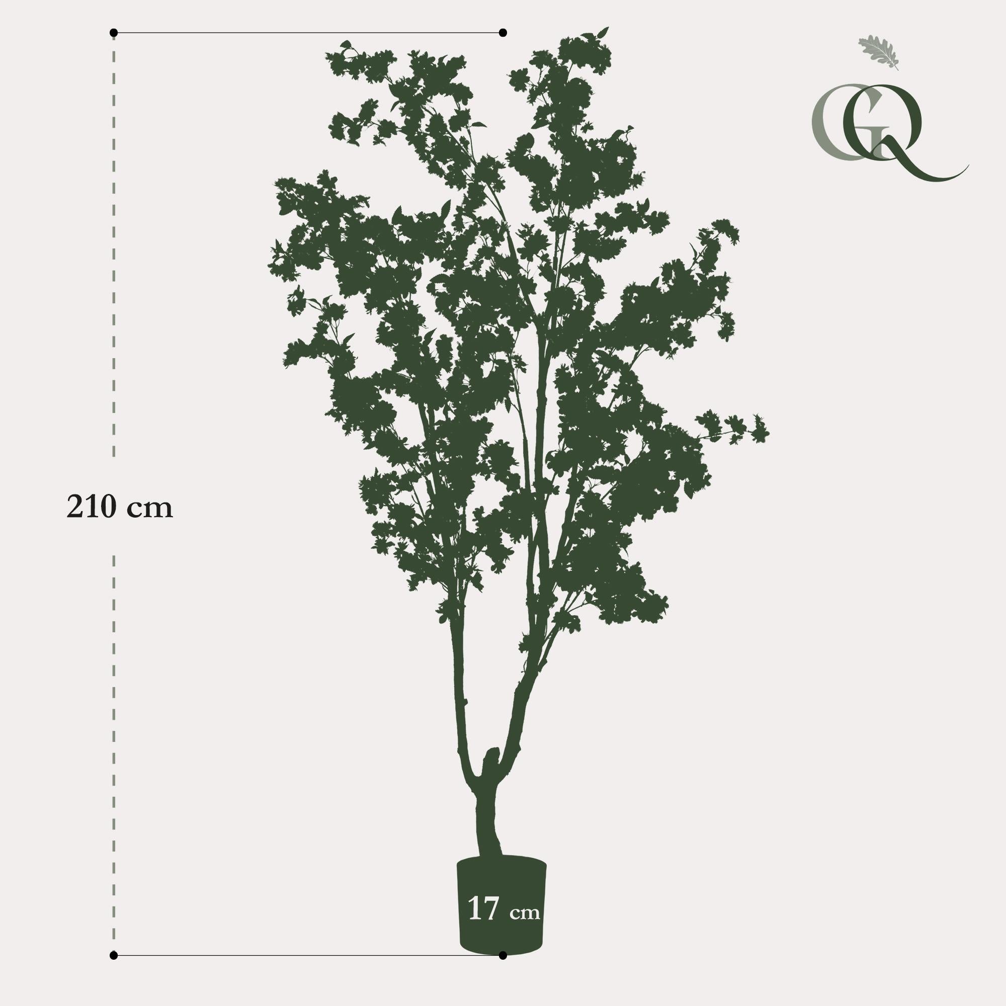 Pianta artificiale - Prunus - Fiore di ciliegio - Rosa - 210 cm