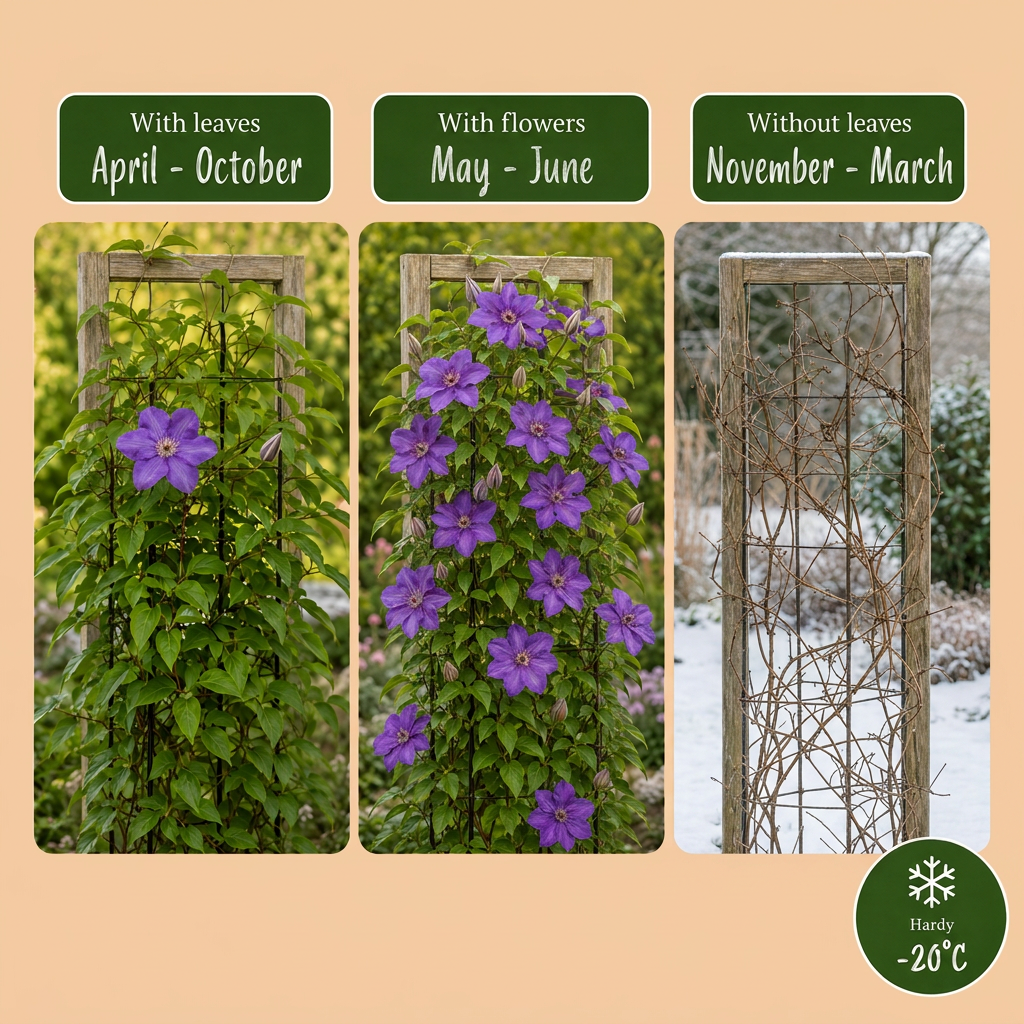 Clematis The President - Bosrank 4x - Paars - Klimplant - Ø9cm - ↕35cm