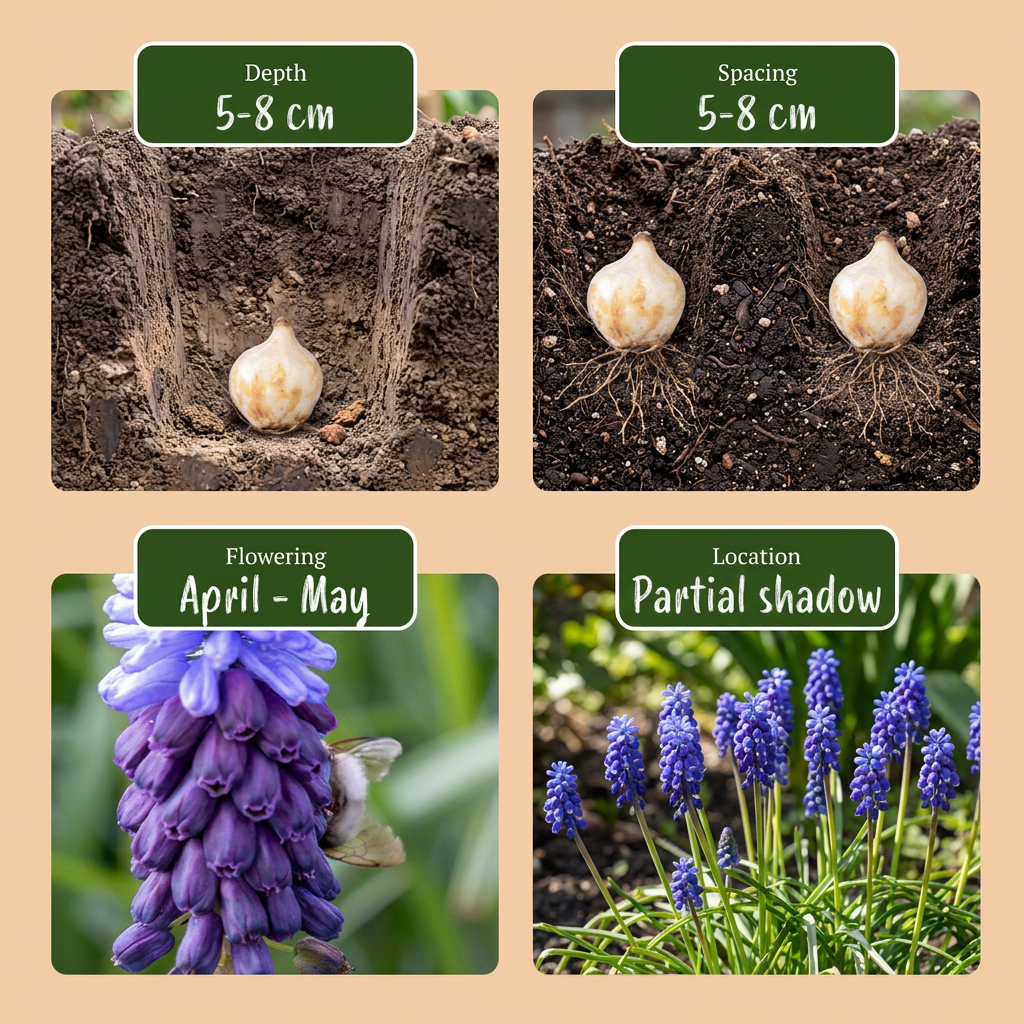 200x Muscari Latifolium - Blumenzwiebeln - Breitblättrige Traubenhyazinthe - Blau - Verwildernde Zwiebel - Zwiebelgröße 5/6