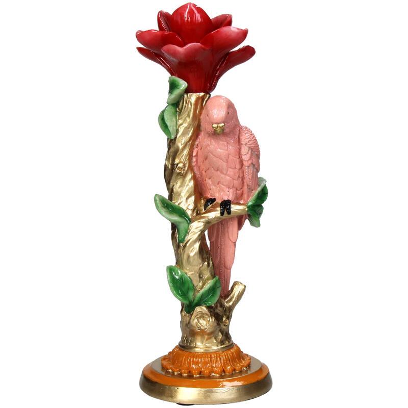 Kerzenständer – Rosa Papagei ↑ 26 cm – Heimdekoration